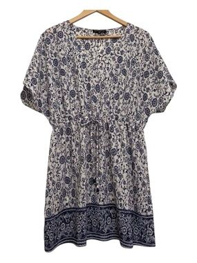 MARIO Serrani blue white midi dress bohemian lightweight floral pattern medium